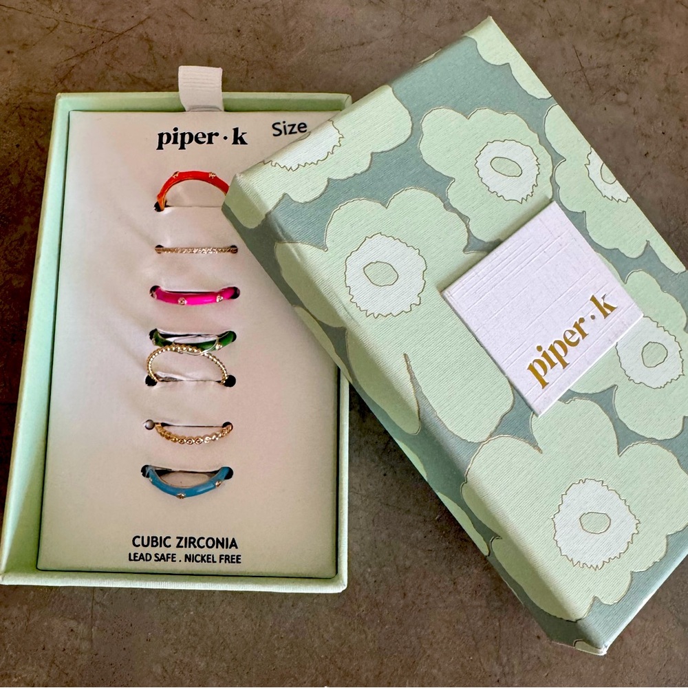 Piper K Cubic Zirconia stacking Ring Set-so fun and colorful-wear alone or stack